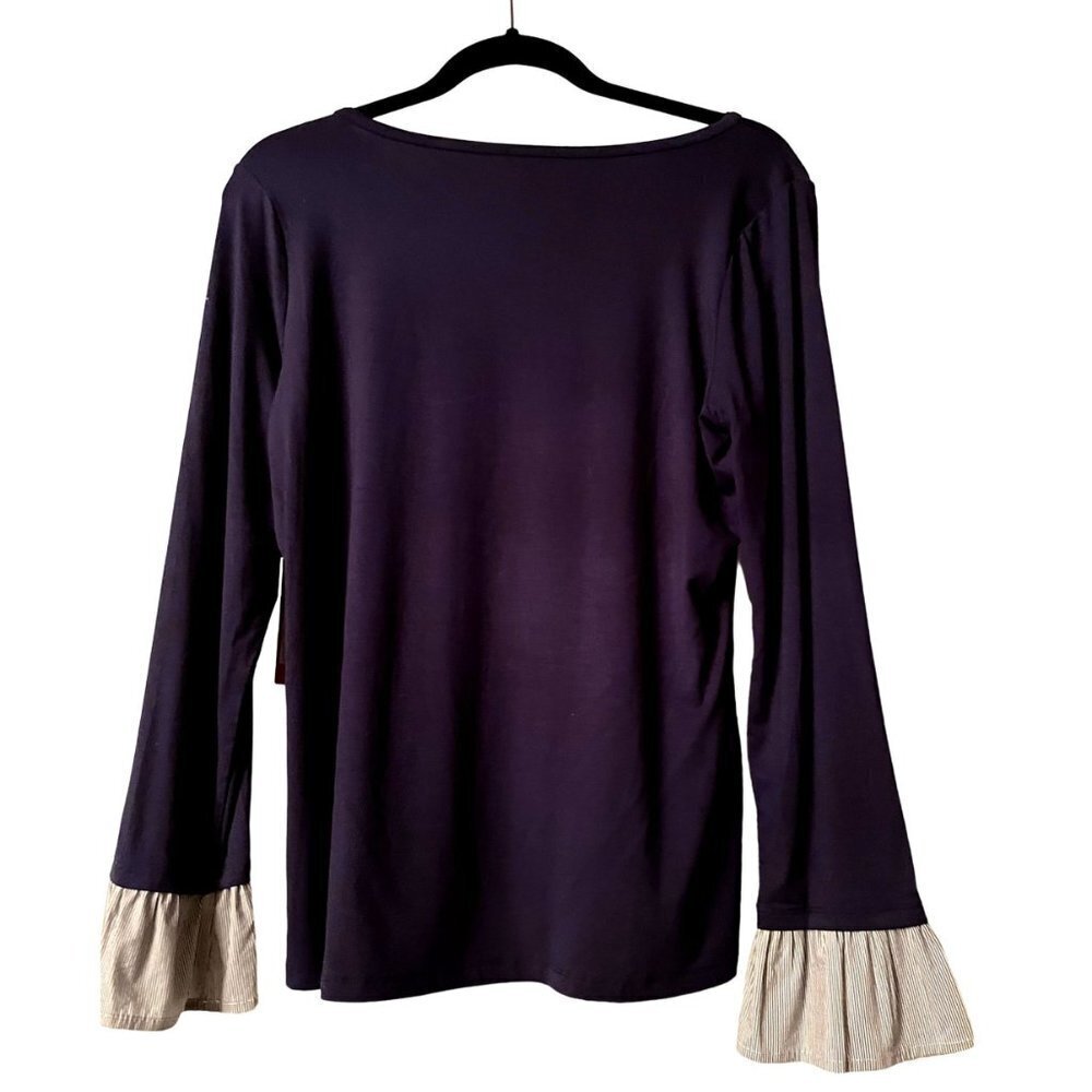 NWT Nordstrom Vince Camuto Dark Blue Sweater Ruffle Cuffs Workwear Medium M